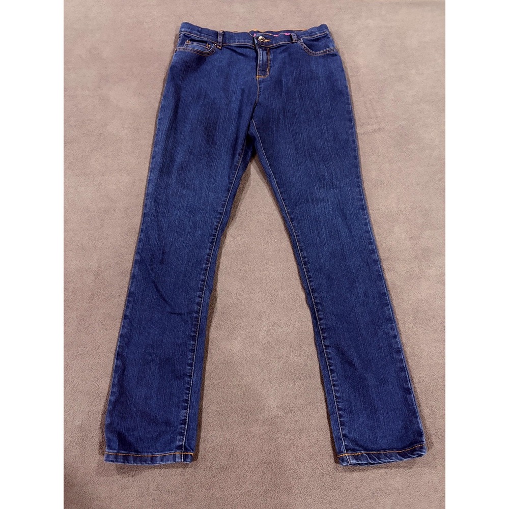 Place Super Skinny Jeans Womens 16 Blue Denim Cotton Stretch Mid Rise Dark Wash